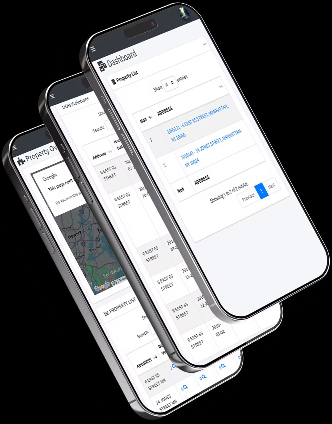 PBS dashboard for custom property inspections and deadline reminders